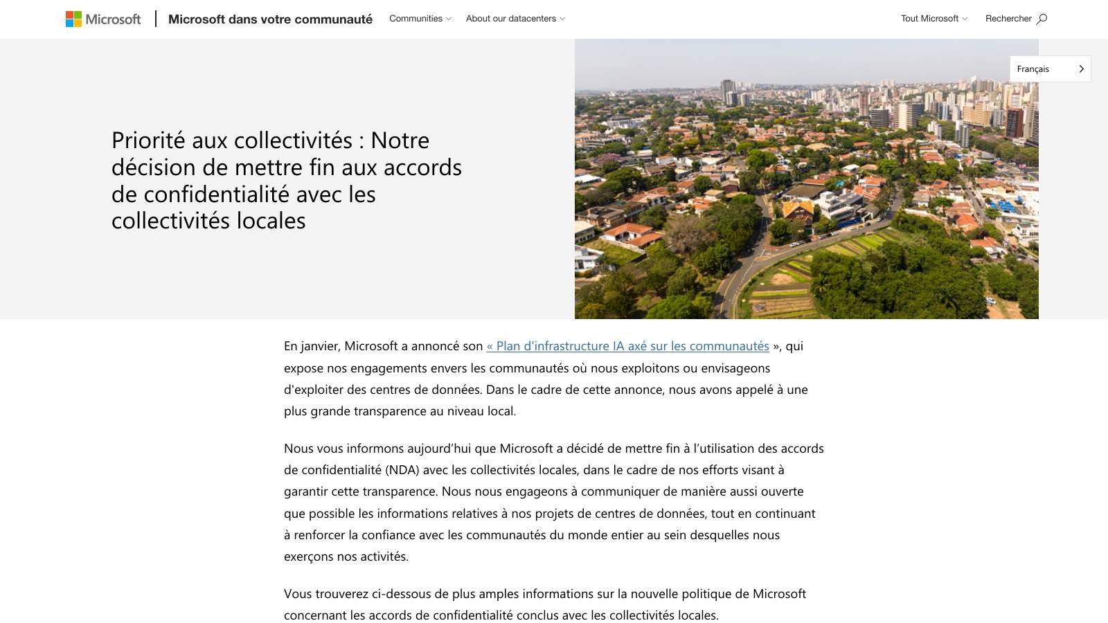 Le billet Microsoft Local, en version française officielle.