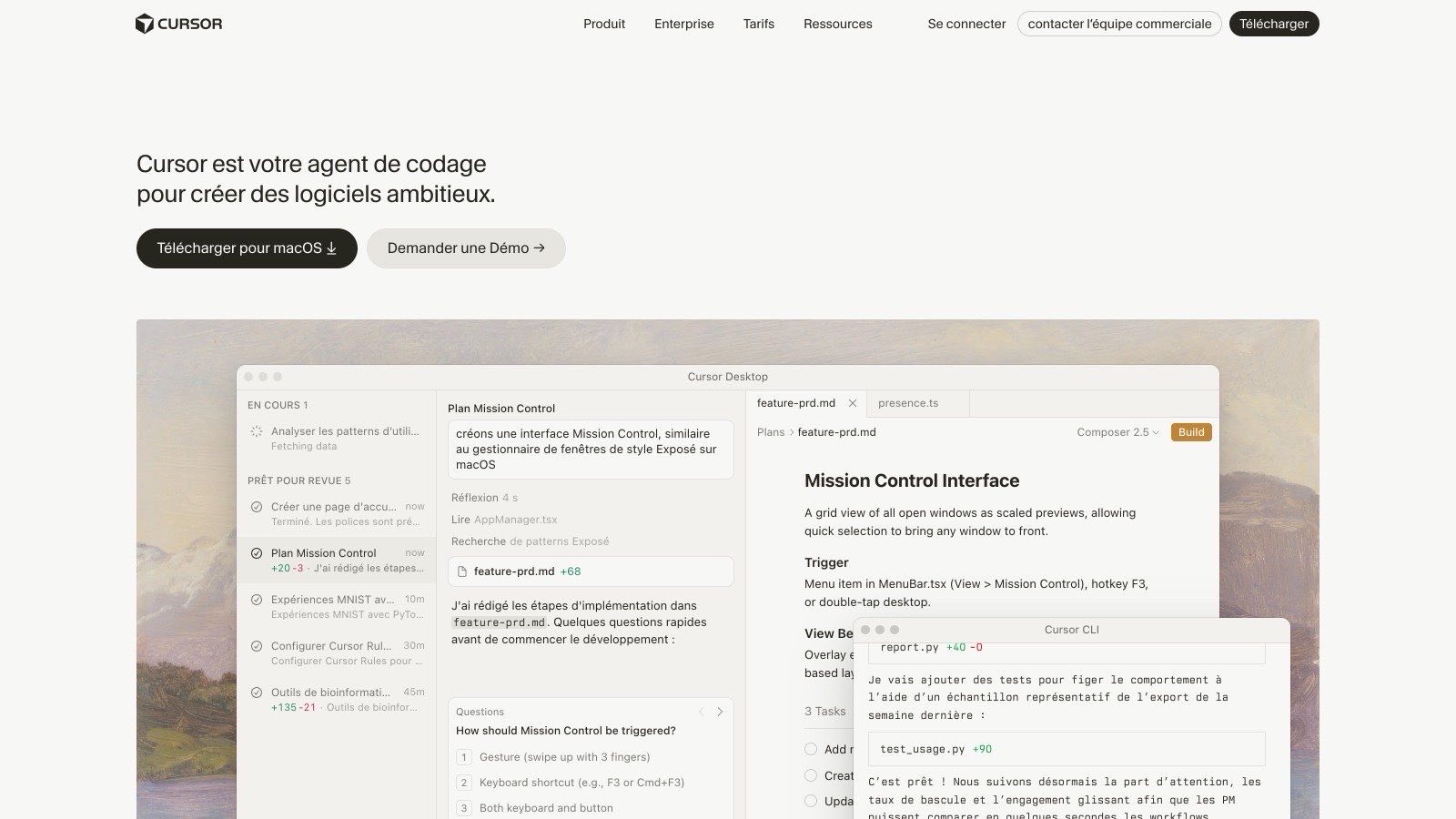 Aperçu de l'interface