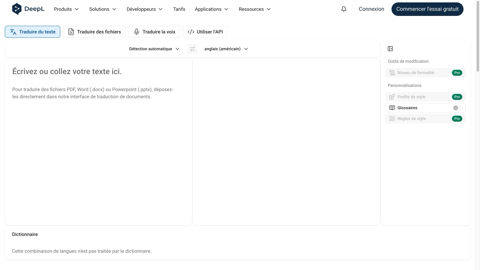 Aperçu de l'interface
