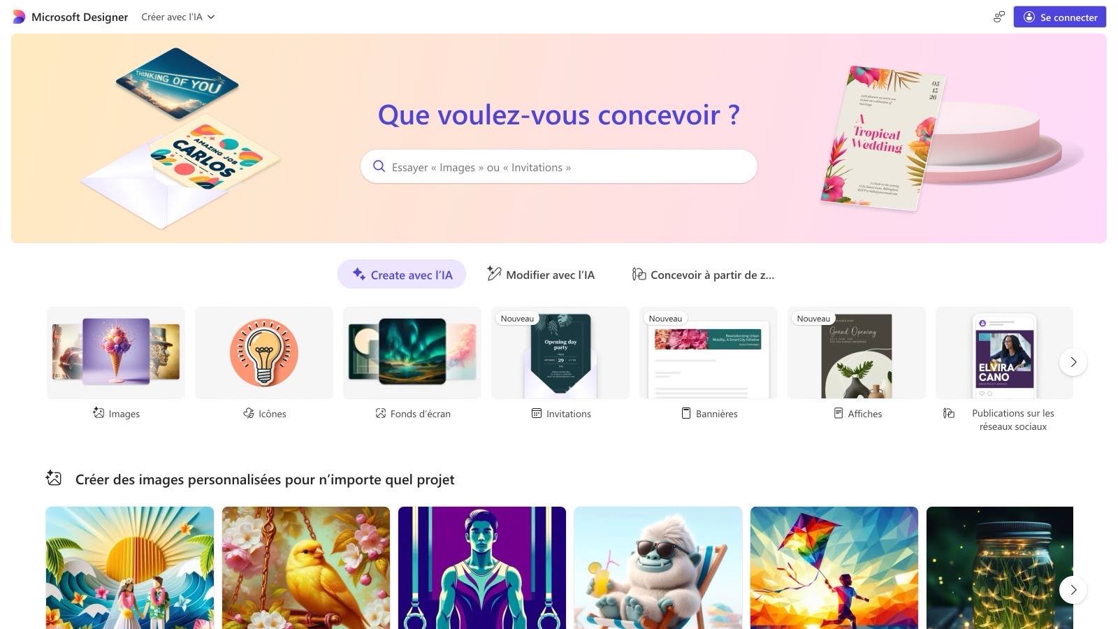 Aperçu de l'interface
