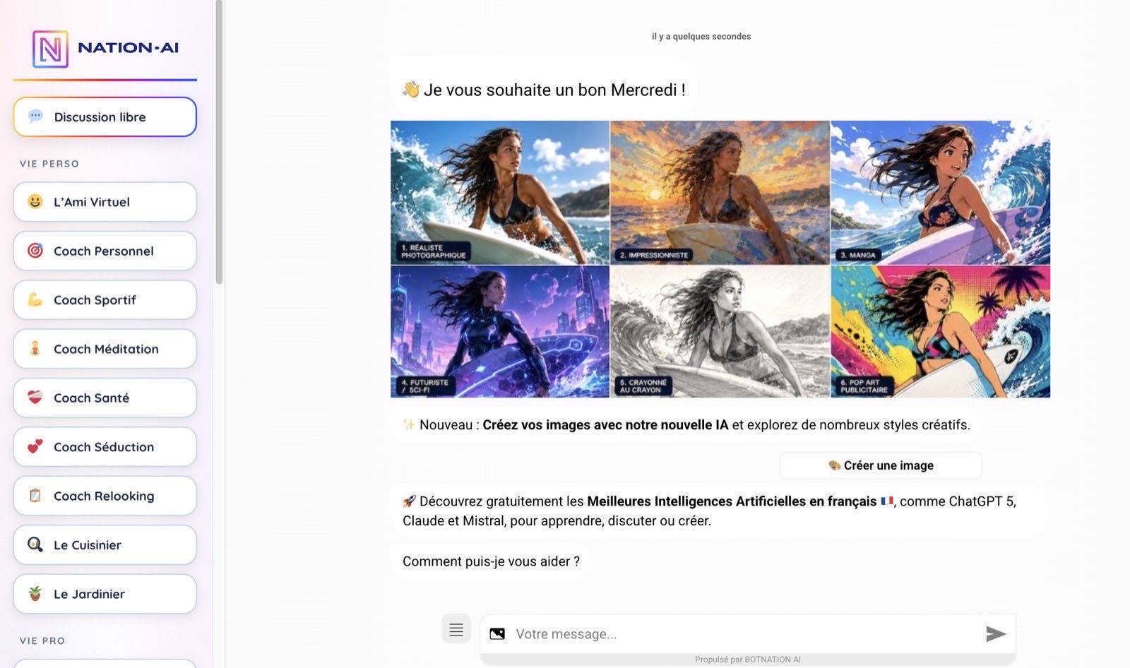 Aperçu de l'interface