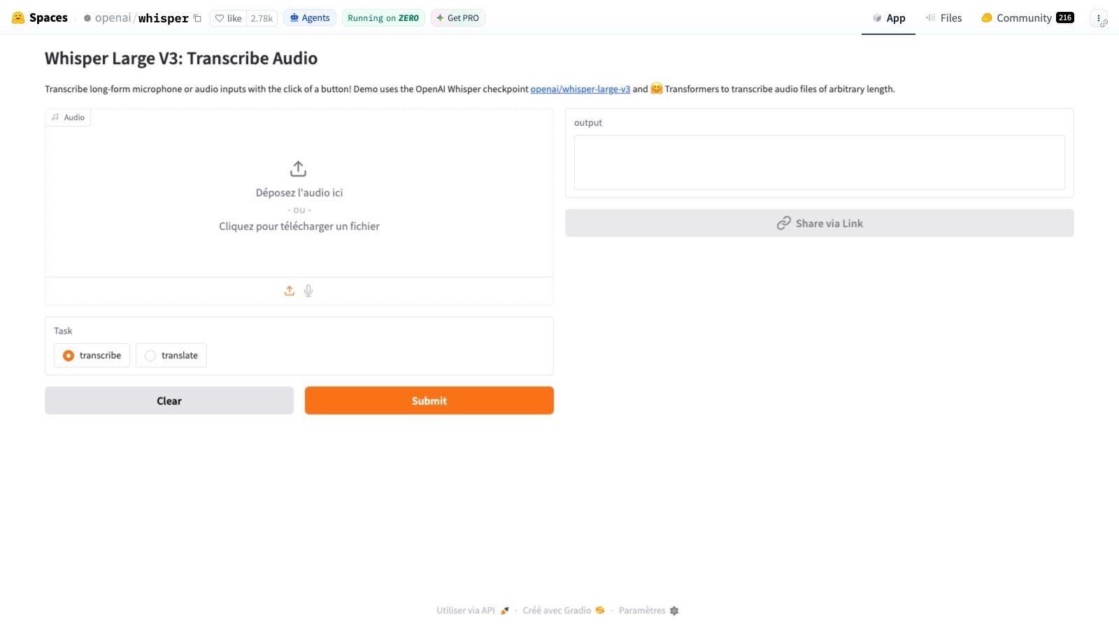 Aperçu de l'interface