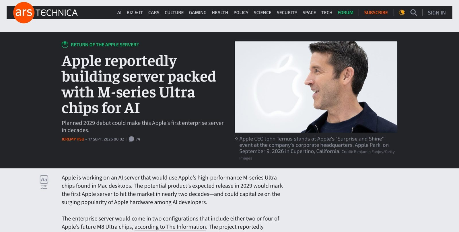 La page d'Ars Technica relève la révélation de The Information, média payant dont le texte intégral reste derrière un abonnement.