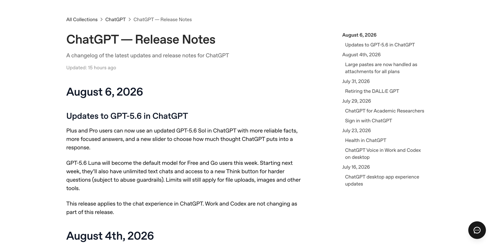 La note de version officielle d'OpenAI datée du 6 août 2026 sépare explicitement ce qui est disponible aujourd'hui et ce qui arrive la semaine prochaine.