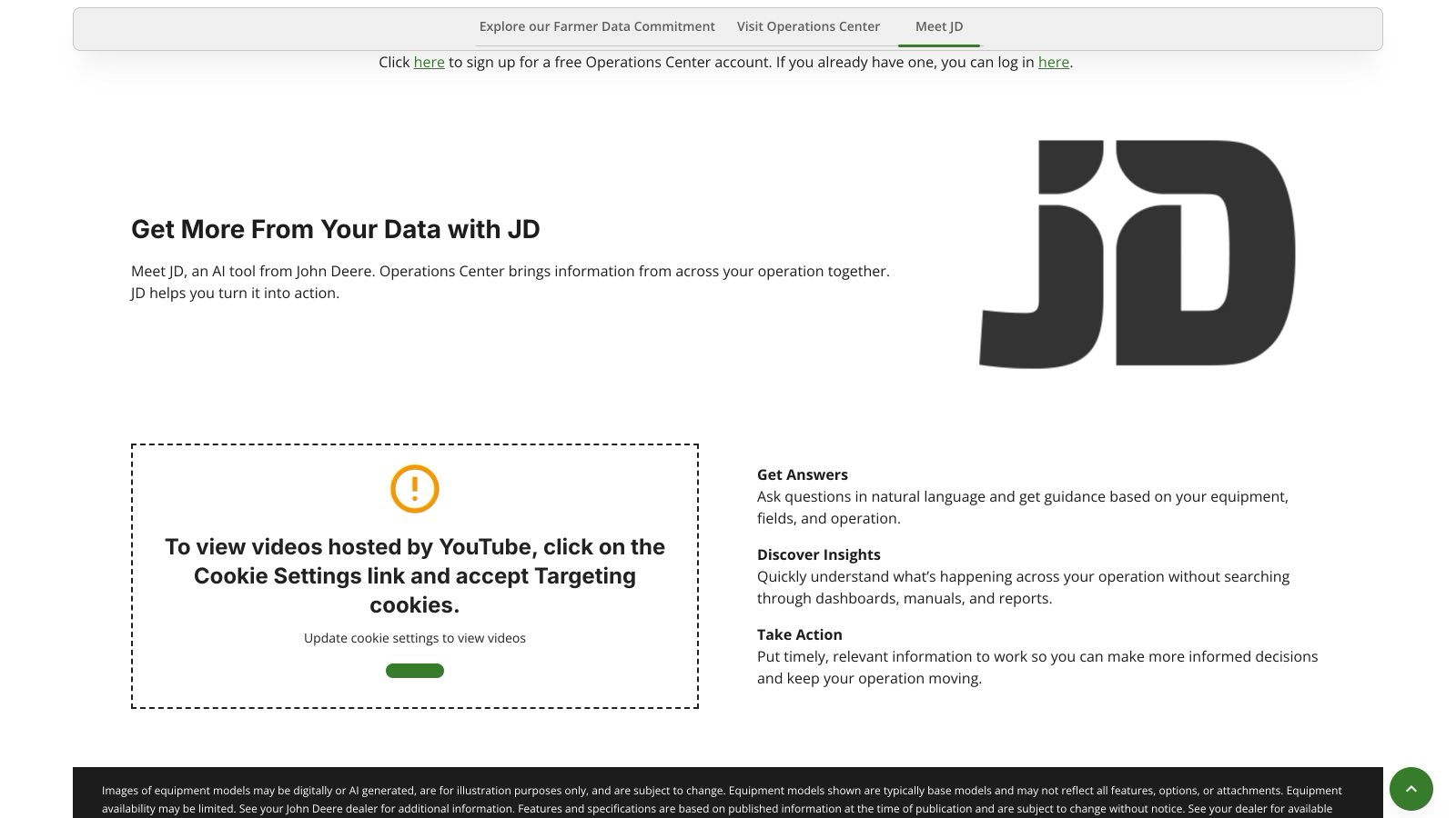 La page « Your Data » de John Deere, où le communiqué du 1ᵉʳ septembre 2026 renvoie pour JD et le Farmer Data Commitment.