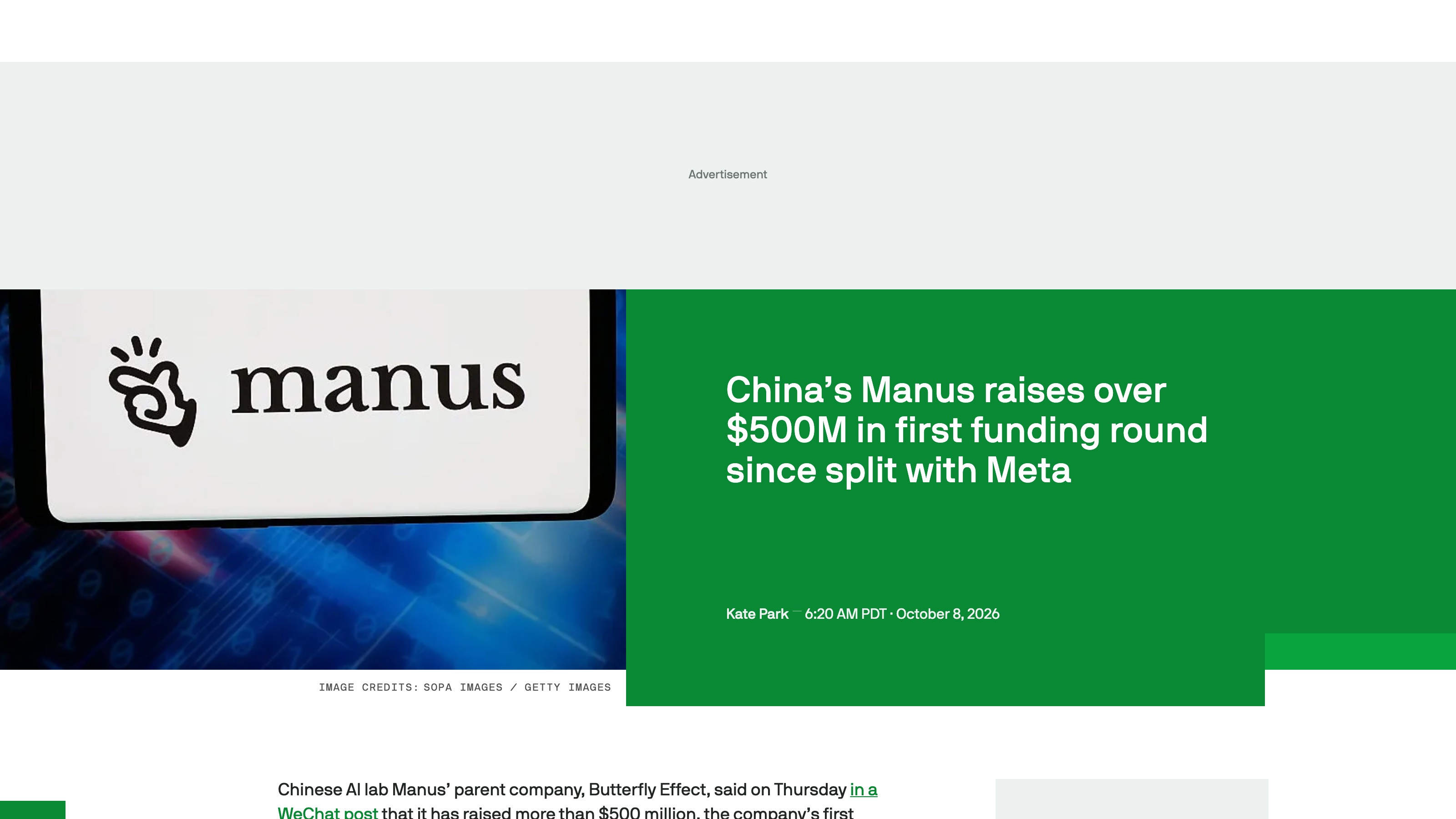 L'annonce du 8 octobre 2026 sur TechCrunch : plus de 500 millions de dollars levés depuis la séparation d'avec Meta.