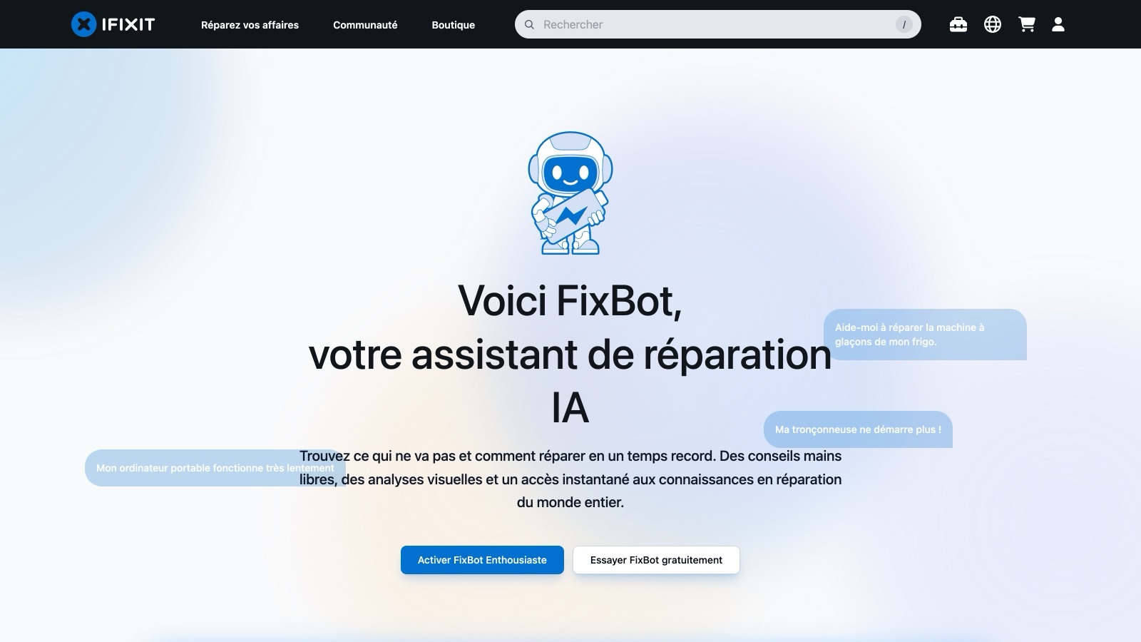 FixBot, l'assistant de réparation d'iFixit.