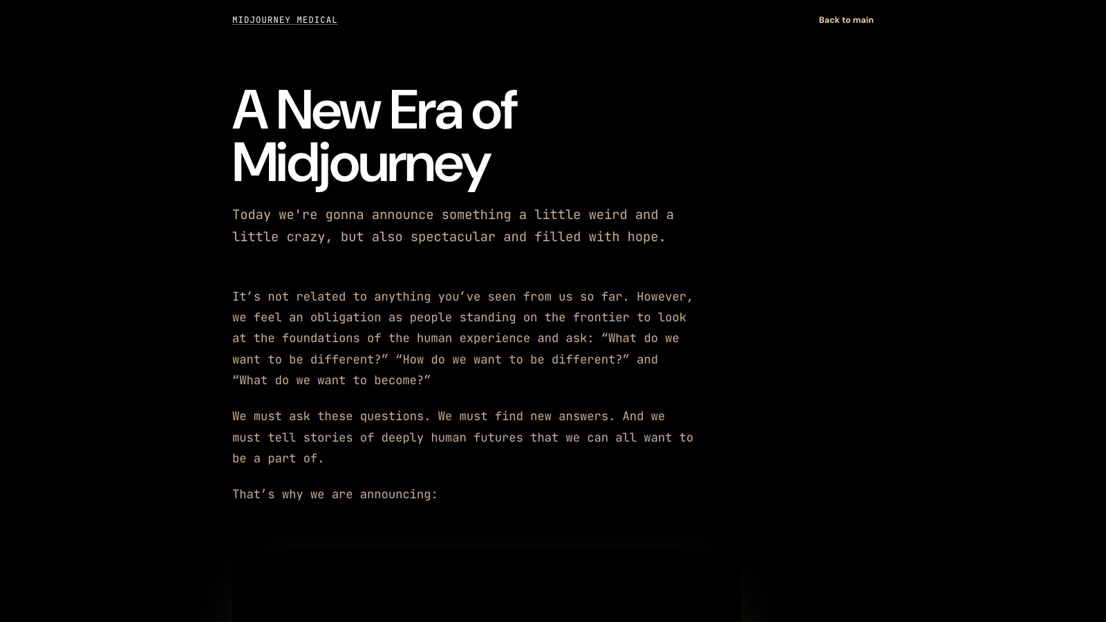 Le billet officiel du 18 juin 2026 sur midjourney.com annonce le virage avant même de nommer le scanner.