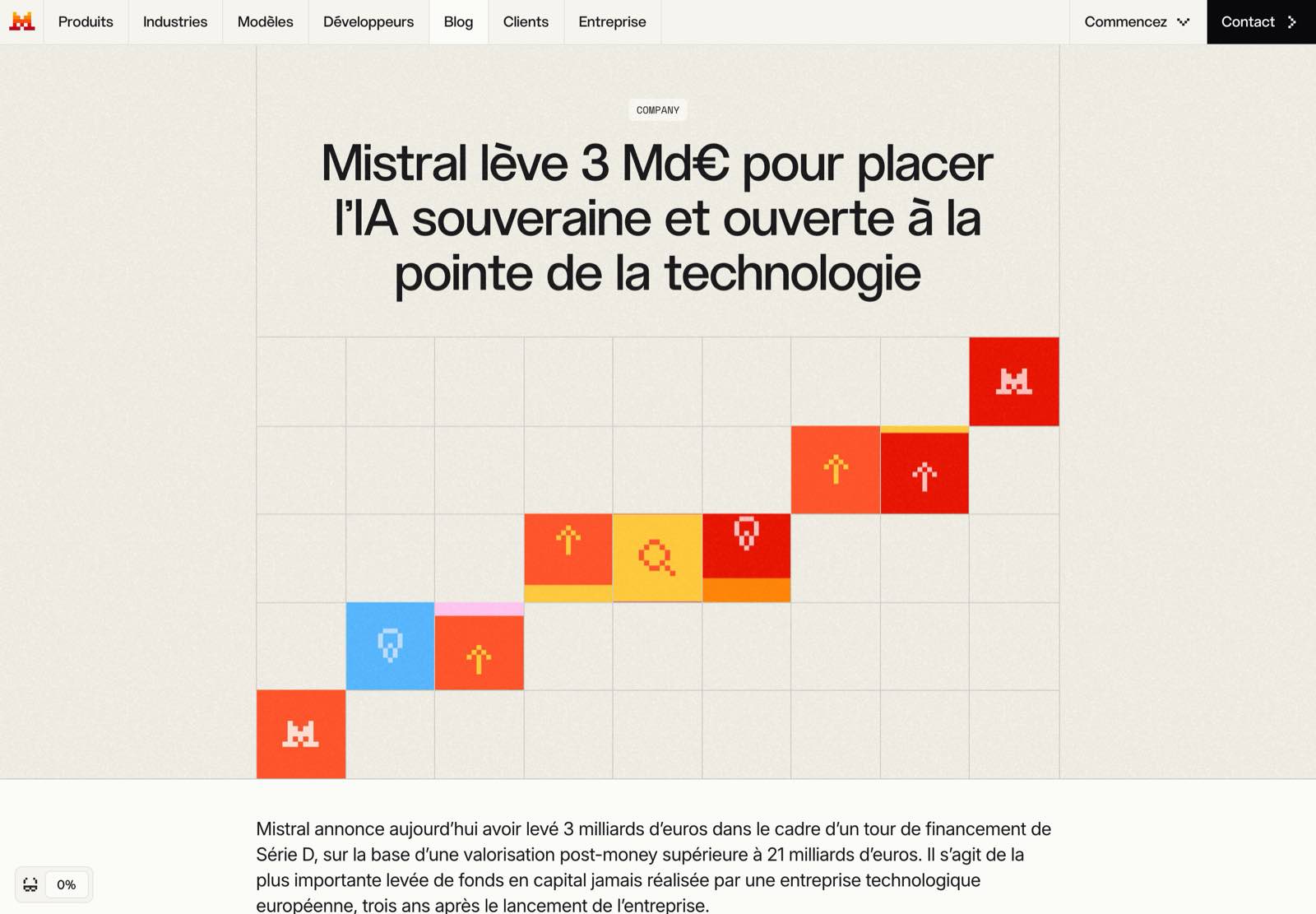 Le billet d'annonce publié sur mistral.ai le 8 septembre 2026 : 3 milliards d'euros levés en Série D, valorisation post-money supérieure à 21 milliards d'euros.