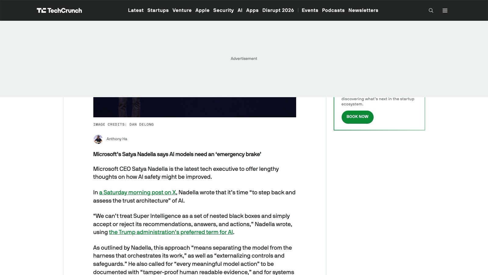TechCrunch : l'article qui cite le texte de Nadella.