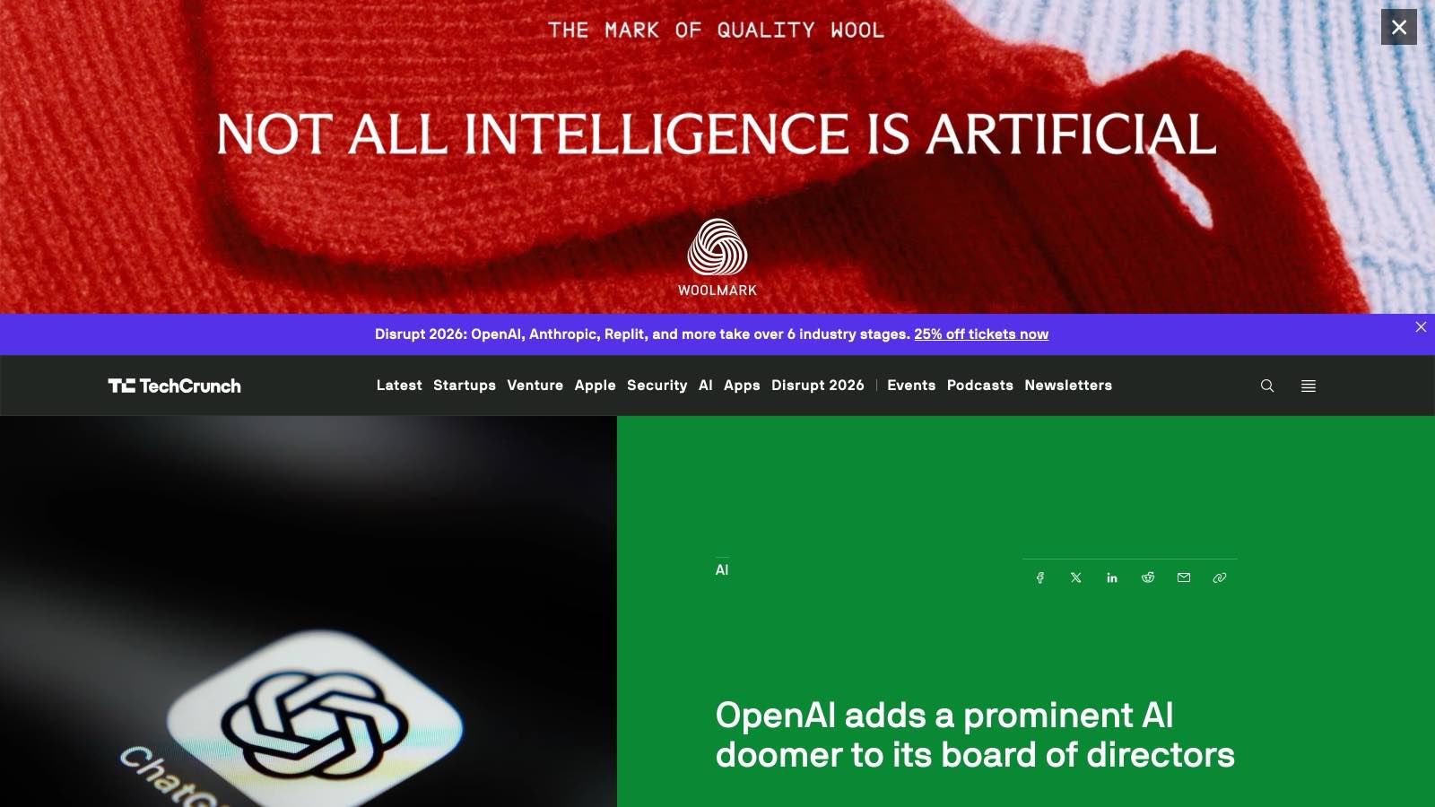 Repli visuel : les sites d'OpenAI et de l'OpenAI Foundation opposaient un contrôle anti-robot aux captures le 10 septembre. La preuve visuelle est ici la reprise de TechCrunch du 9 septembre, « OpenAI adds a prominent AI doomer to its board of directors », qui restitue la nomination au conseil de la fondation et le poste au Safety and Security Committee.