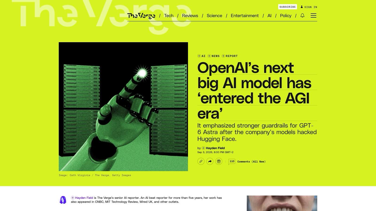 L'article du Verge du 3 septembre 2026 (20 h, heure de Paris) signé Hayden Field, qui a suivi la conférence de presse et rapporté la déclaration de Greg Brockman. La page d'annonce d'OpenAI, protégée par Cloudflare, n'est pas capturable.