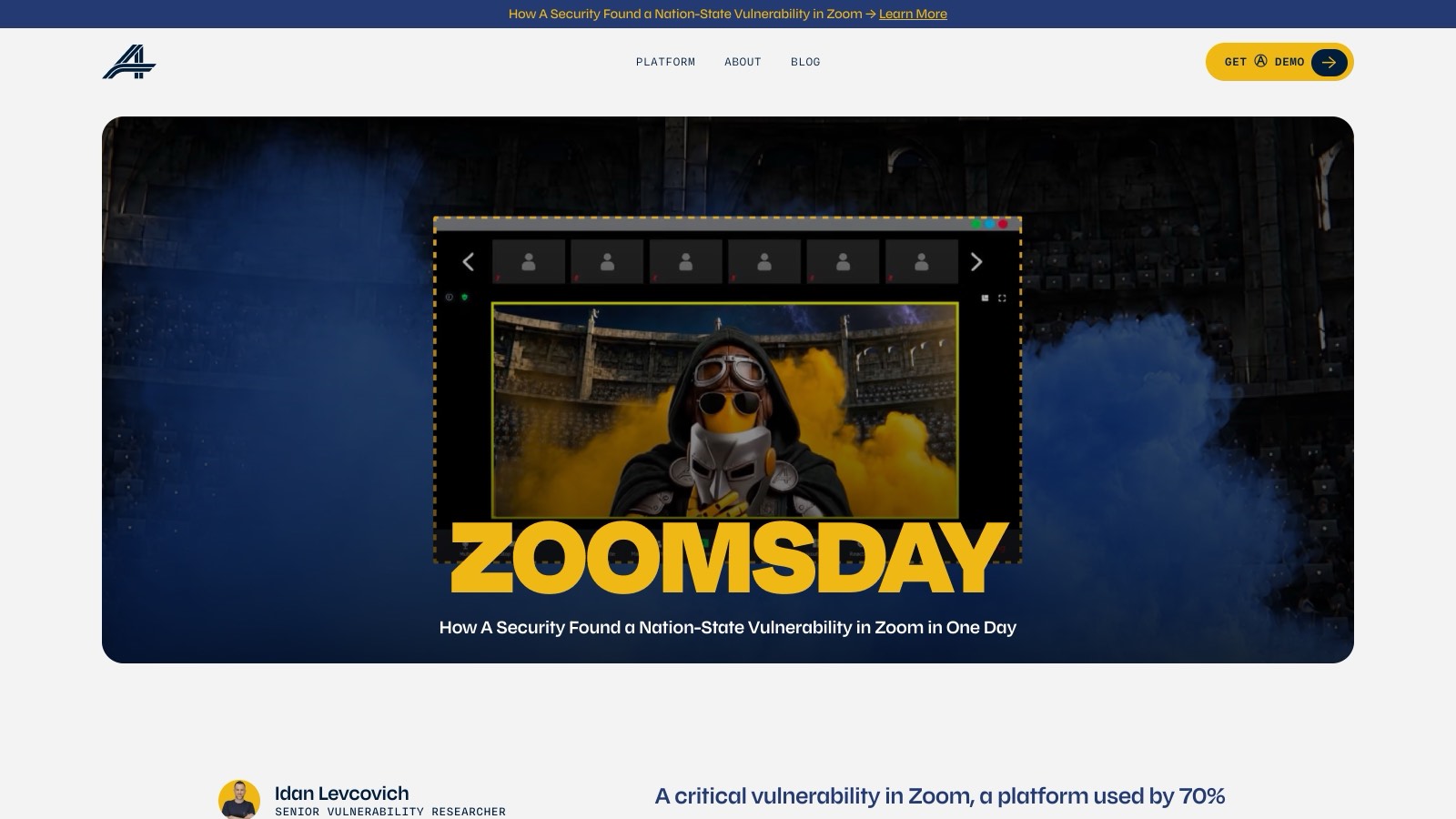 La page officielle de A Security détaille la faille Zoomsday et son exploitation.